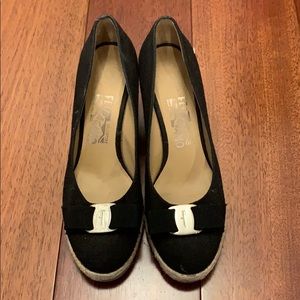 Salvatore Ferragamo black wedges size 7